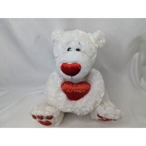 First Main Cody Bear Plush White Red Hearts 9 Inch Don't Bearake My Heart